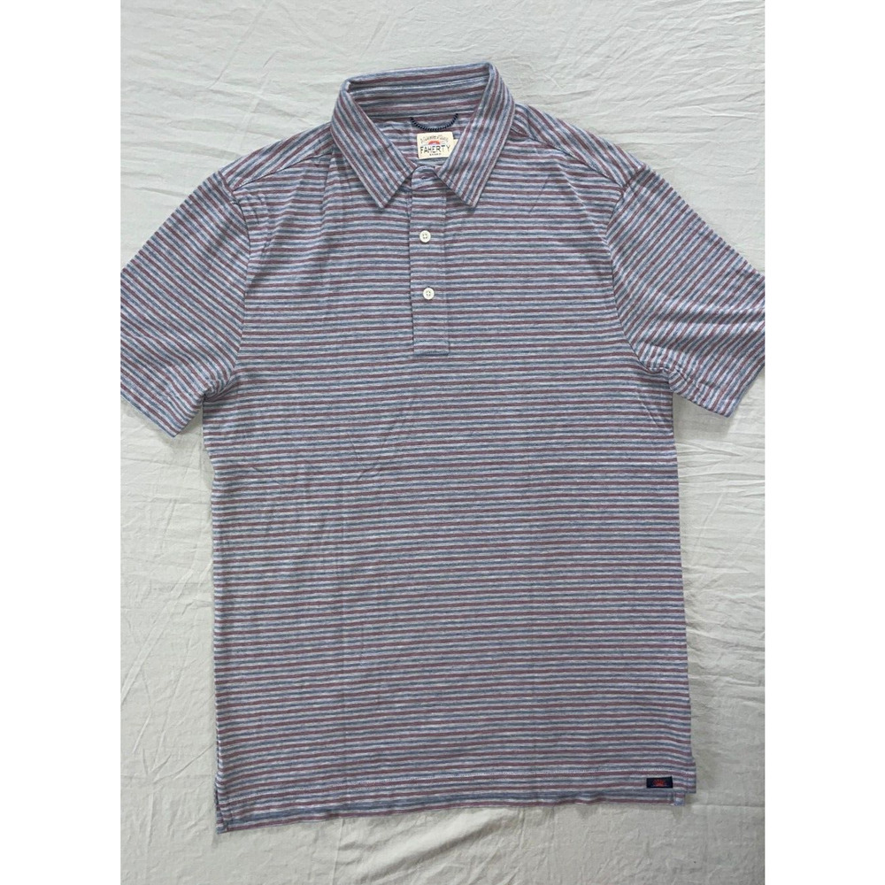 Faherty Men's Movement Short Sleeve Polo Shirt in Sundown Stripe. Size S, EUC!!